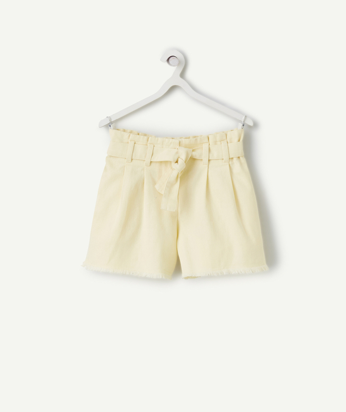NOVEDADES Categorías TAO - pantalón corto amarillo deshilachado de niña con cinturón