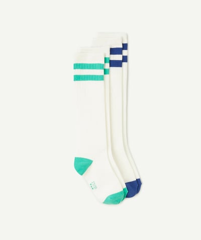 Outlet Tao Categories - set of 2 pairs of organic cotton girls' high socks with colored stripes
