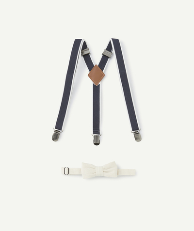Boy Tao Categories - BOY'S SET WITH BLUE ELASTIC STRAPS AND BEIGE BOW TIE