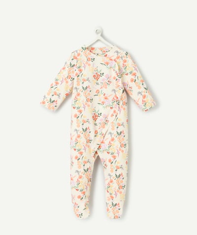 Peleles - Pijamas Categorías TAO - cama de bebé niña en algodón orgánico blanco con estampado de flores
