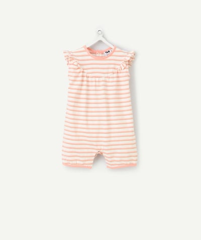 Peleles - Pijamas Categorías TAO - Ligera espalda de bebé niña en algodón orgánico con rayas y detalles de lentejuelas