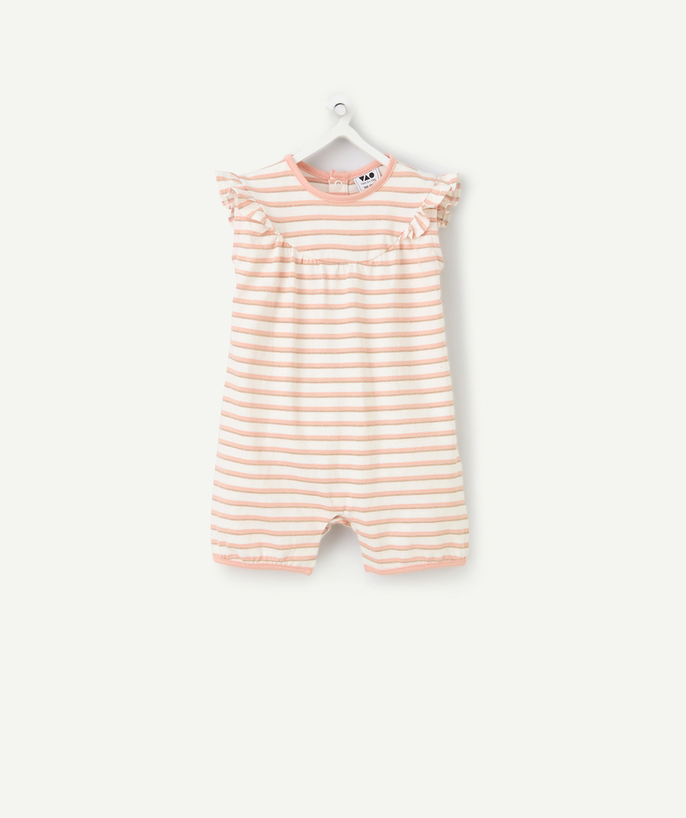Newborn Tao Categories - Lightweight baby girl's back in organic cotton with stripes and sequined details