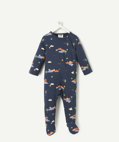 Pyjama Tao Categorieën - canyon thema bedrukte blauwe biologisch katoenen babyslaapzak