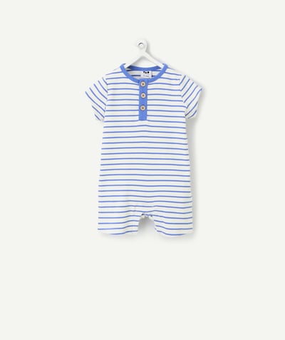   - lightweight baby sleeping bag in organic cotton with blue stripes