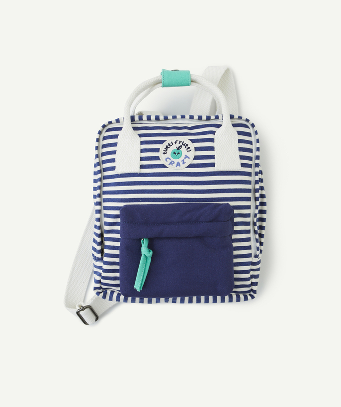 Accessories Tao Categories - BABY BOY BACKPACK IN BLUE STRIPE COTTON PRINT