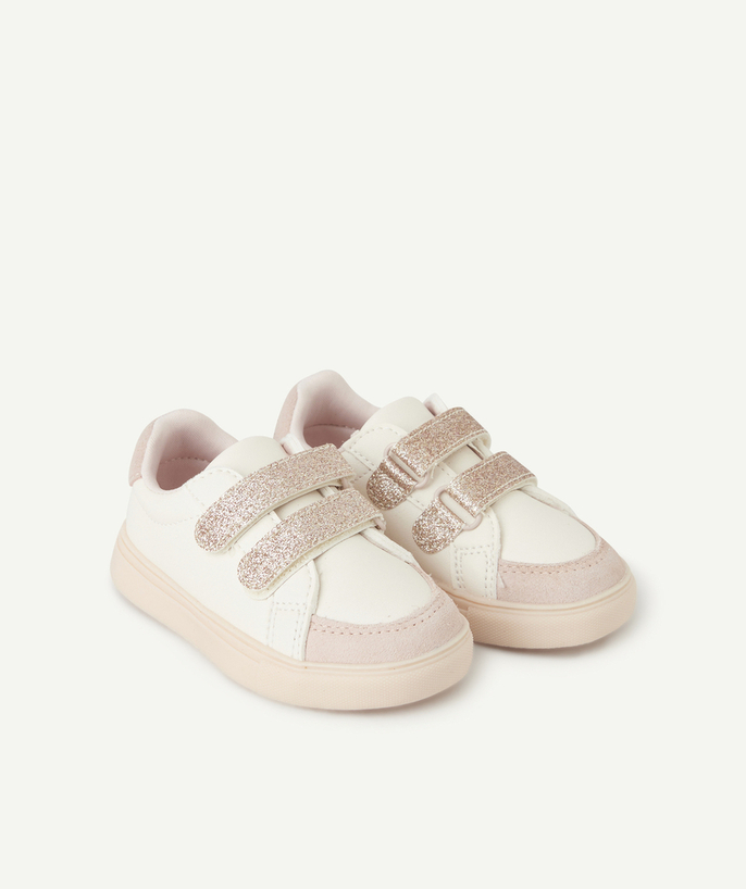 Chaussures, chaussons Categories Tao - baskets bébé fille roses à scratchs pailletés