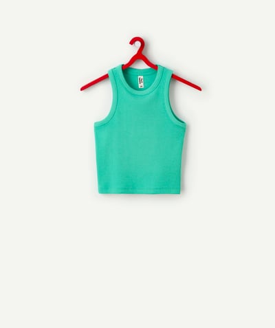 T-shirt - Chemise Categories Tao - débardeur court fille en coton biologique côtelé vert
