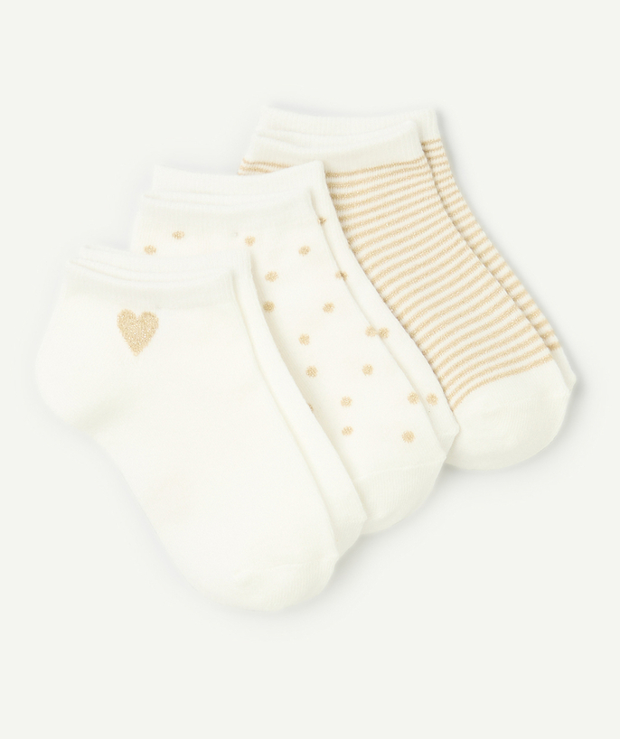Ropa interior Categorías TAO - lote de 3 calcetines de niña blancos y dorados