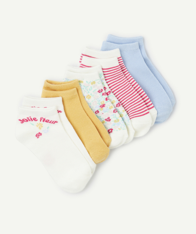 Ropa interior Categorías TAO - pack de 5 pares de calcetines de niña con estampado de flores y rayas