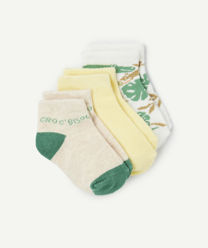 Calcetines Categorías TAO - lote de 3 pares de calcetines amarillos y verdes de sabana para bebé niño
