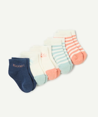 NOVEDADES Categorías TAO - pack de 5 calcetines para bebé niño con motivos de palmeras y rayas sunshine