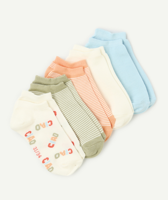 Sokken - Kousenbroek Tao Categorieën - pak van 5 kleurrijke jongenssokken met boodschappen
