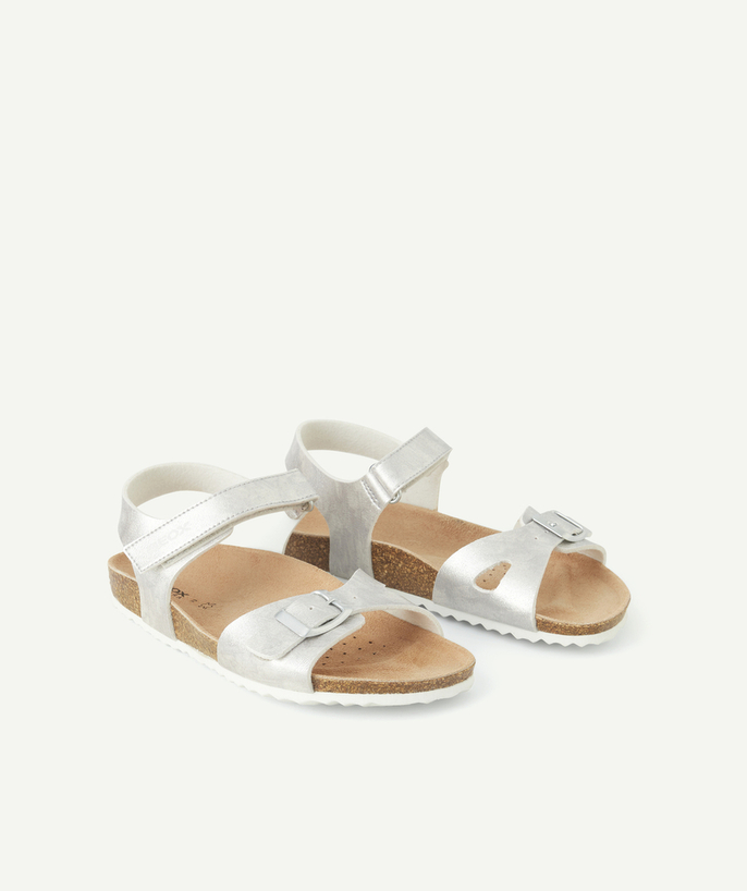 GEOX ® Categorías TAO - adriel sandalias abiertas plateadas iridiscentes con cierre de velcro
