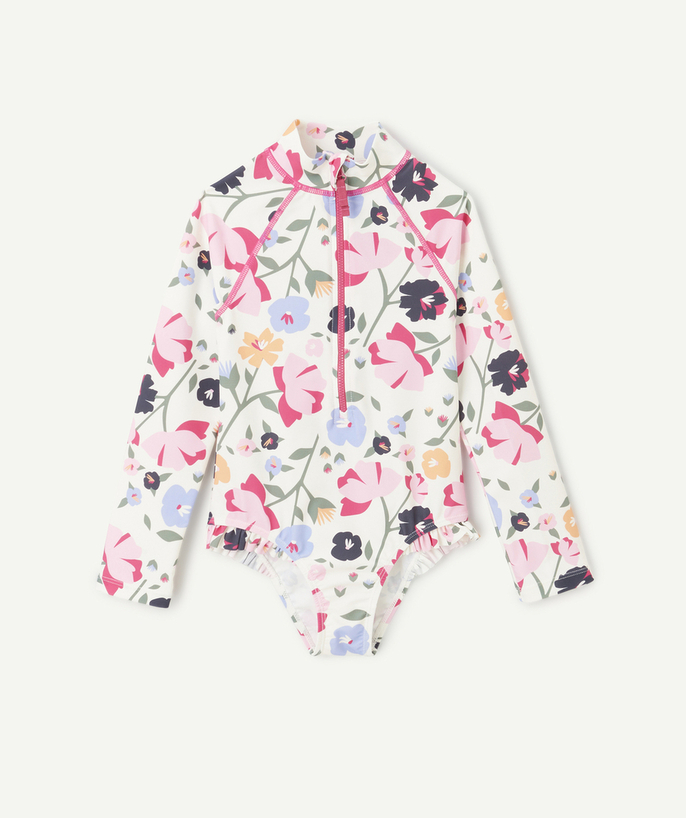 Accessories Tao Categories - GIRL'S ZIP-UP RAIN SUIT IN RECYCLED FIBERS AND FLORAL PRINT