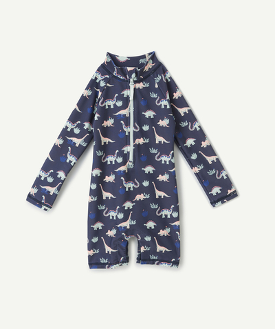 Swimwear Tao Categories - baby boy UV suit in recycled fiber blue dino print