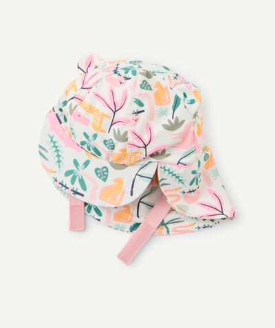 Accessories Tao Categories - baby girl rain hat in recycled fibers and savannah print