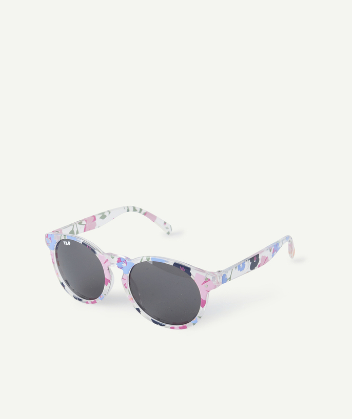 Sunglasses Tao Categories - pink and blue flower-printed transparent sunglasses for girls