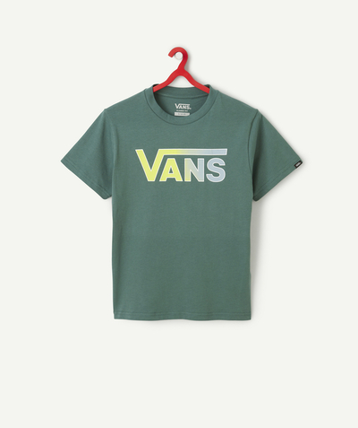 Clothing Tao Categories - BOY'S T-SHIRT IN GREEN COTTON PRINT BOX WITH COLORED LOGO
