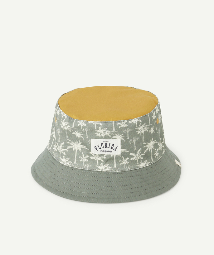 Hats - Caps Tao Categories - BOY'S BOB IN GREEN COTTON WITH PALM TREE PRINT