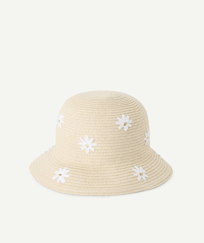 Czapki - Kapelusze Kategorie TAO - słomkowy kapelusz dziewczęcy ze stokrotkami
