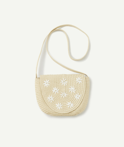 Bag Tao Categories - GIRL'S WOVEN STRAW BAG WITH FLOWER MOTIF