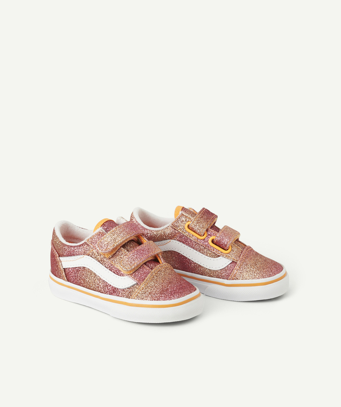 Nueva Colección Categorías TAO - zapatillas bajas baby old skool naranja purpurina con cierre de velcro