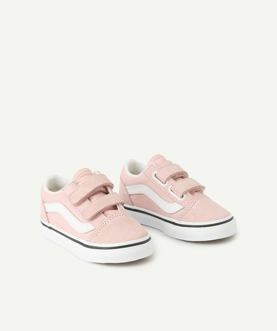 Zapatos, pantuflas Categorías TAO - zapatillas bajas old skool v en rosa bebé y blanco con cierre de velcro