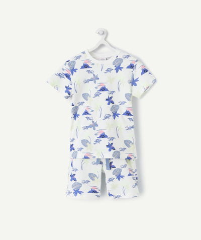 Nowa kolekcja Kategorie TAO - Piżama chłopięca z krótkim rękawem z bawełny organicznej w kolorze białym z nadrukiem palmy