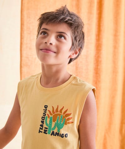 Niño Categorías TAO - pijama sin mangas amarillo de algodón orgánico para niño con tema amigo