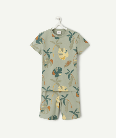Pijamas Categorías TAO - Pijama de manga corta de algodón orgánico para niño con tema de hojas