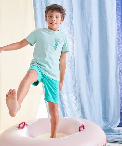 Dzieci Kategorie TAO - Piżama chłopięca z krótkim rękawem z bawełny organicznej z motywem sjesty