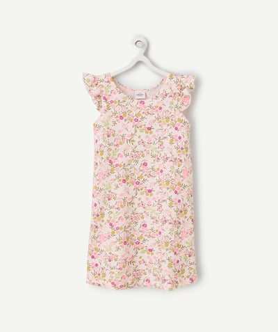 Dziewczynka Kategorie TAO - Dziewczęca koszula nocna z bawełny organicznej z kwiatowym nadrukiem