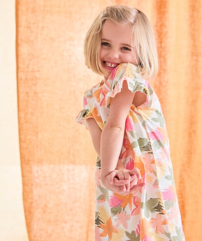 Pijamas Categorías TAO - camisón de niña de algodón orgánico blanco con estampado de flores
