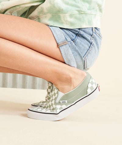 VANS ® Categories Tao - chaussures classic slip-on ado imprimé checkerboard vert