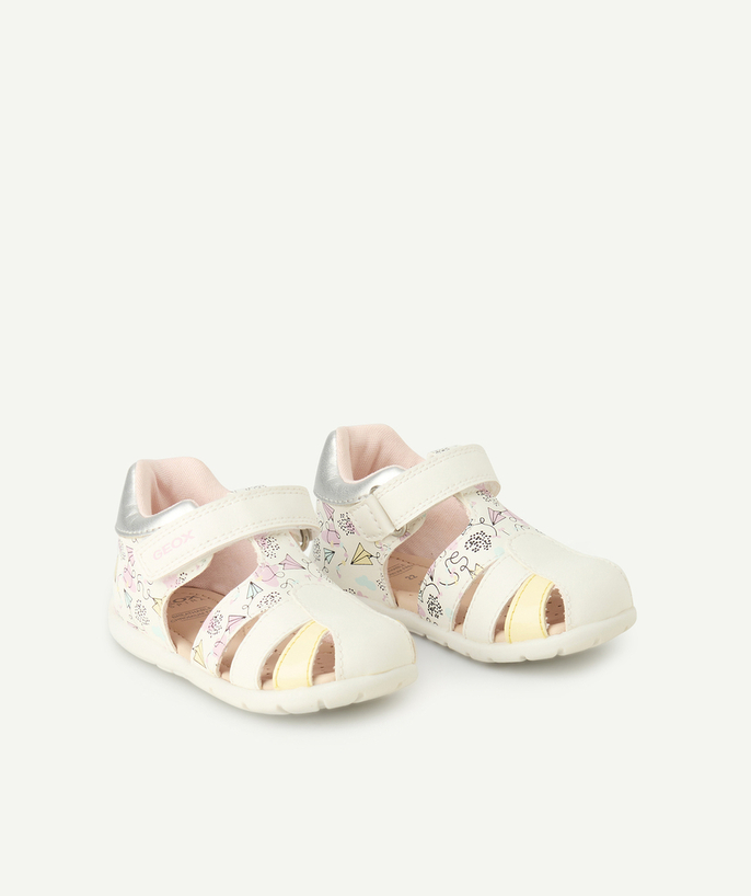 Chaussures, chaussons Categories Tao - sandales fermées bébé fille elthan avec scratch écrues avec imprimé