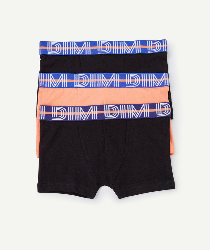 DIM ® Tao Categories - set of 3 black, blue and orange boys' boxer shorts