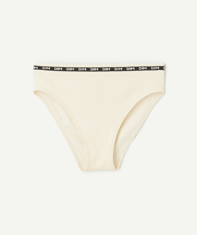 DIM ® Tao Categories - beige girl's ribbed panties with black elastic