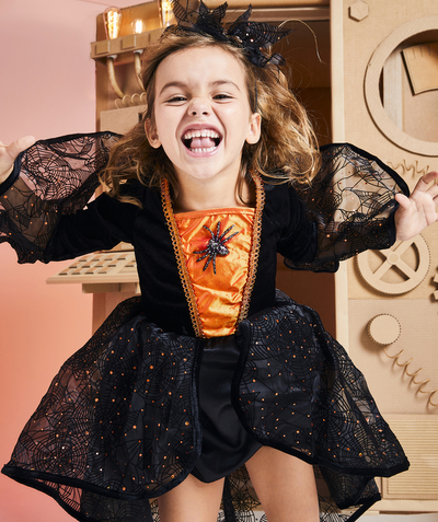 Costumes and parties Nouvelle Arbo   C - SYBILLE THE SPIDER WITCH SET IN BLACK AND ORANGE