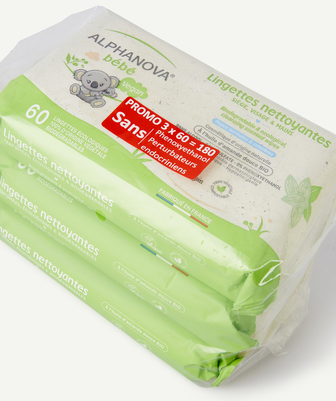 ALPHANOVA ® Tao Categories - PACK OF 3 EXTRA-SOFT, THICK, SCENTED BABY WIPES - SWEET ALMOND