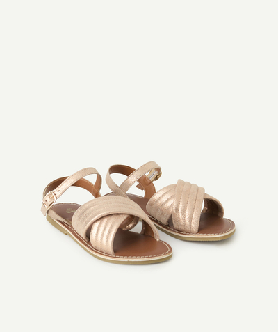 Sandały - Baleriny Kategorie TAO - różowo-złote sandałki dziewczęce z paskami