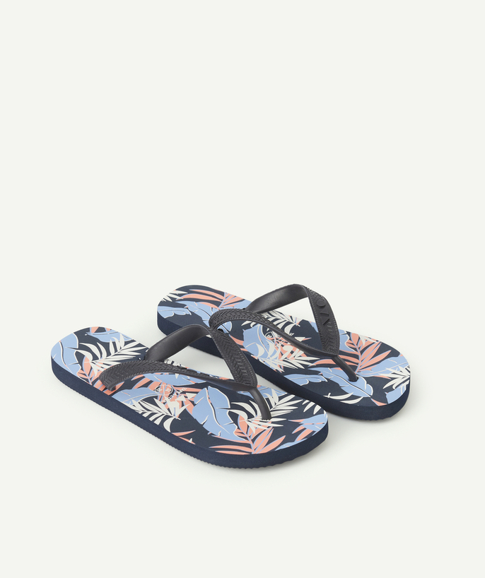 Schoenen, slofjes Tao Categorieën - marineblauwe teenslippers met tropische print voor jongens