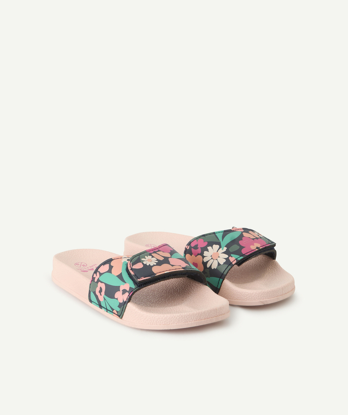 Shoes, booties Tao Categories - pink girl's flip-flop with flower print