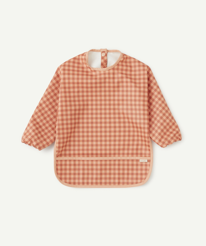 Bibs Tao Categories - LONG-SLEEVED BIB IN RECYCLED FIBER AND RED CHECK PRINT