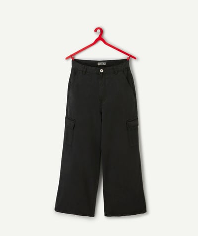 Teen girls Tao Categories - black viscose cargo pants for girls