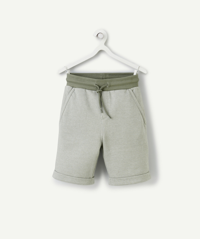 Shorts - Bermuda shorts Tao Categories - green organic cotton boy's Bermuda shorts with cuffs