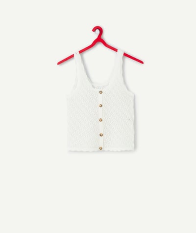T-shirt - sous-pull Categories Tao - débardeur fille en coton bio et crochet écru