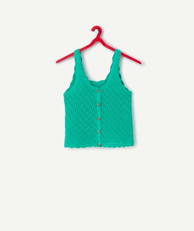 T-shirt - sous-pull Categories Tao - débardeur fille en coton bio et en crochet vert