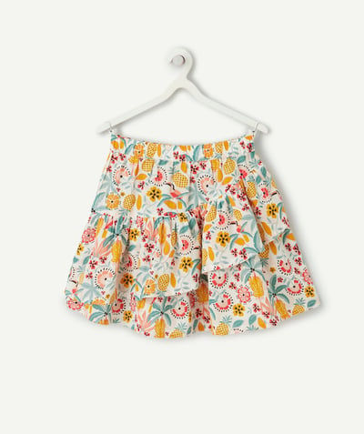 Spodenki - Spódnice Kategorie TAO - dziewczęca spódniczka z falbankami z nadrukiem tropikalnym
