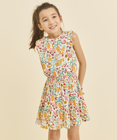 Girl Tao Categories - girl's sleeveless dress with tropical print