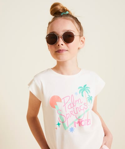 Girl Tao Categories - short-sleeved organic cotton t-shirt for girls, palm spring theme